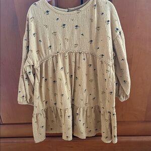 Zara Cream Tiered Floral Long-Sleeve Dress